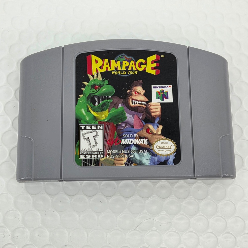 Rampage World Tour Nintendo 64 N64 Game Cartridge Monsters NUS-006 Tested